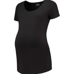 Basics|Shirts & Tops*Prénatal zwangerschaps T-shirt korte mouwen effen zwart Black