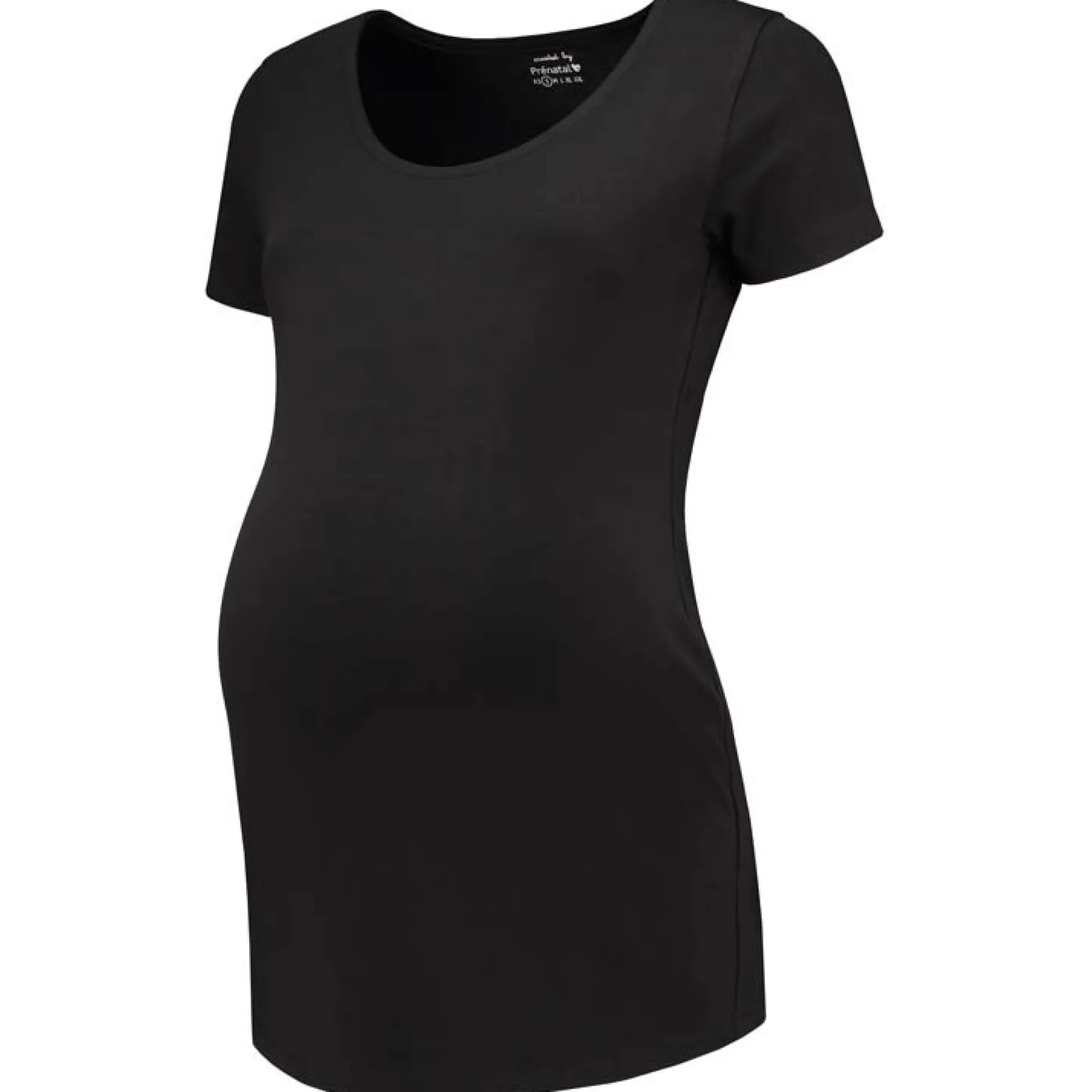 Basics|Shirts & Tops*Prénatal zwangerschaps T-shirt korte mouwen effen zwart Black
