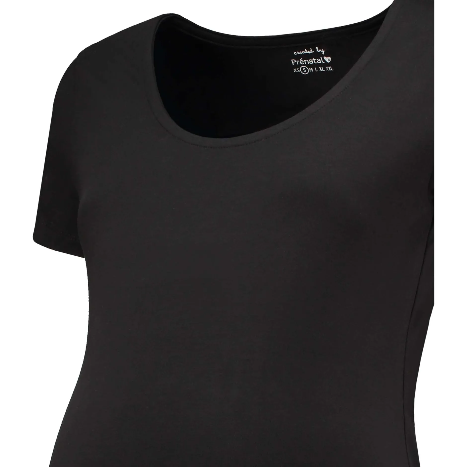 Basics|Shirts & Tops*Prénatal zwangerschaps T-shirt korte mouwen effen zwart Black
