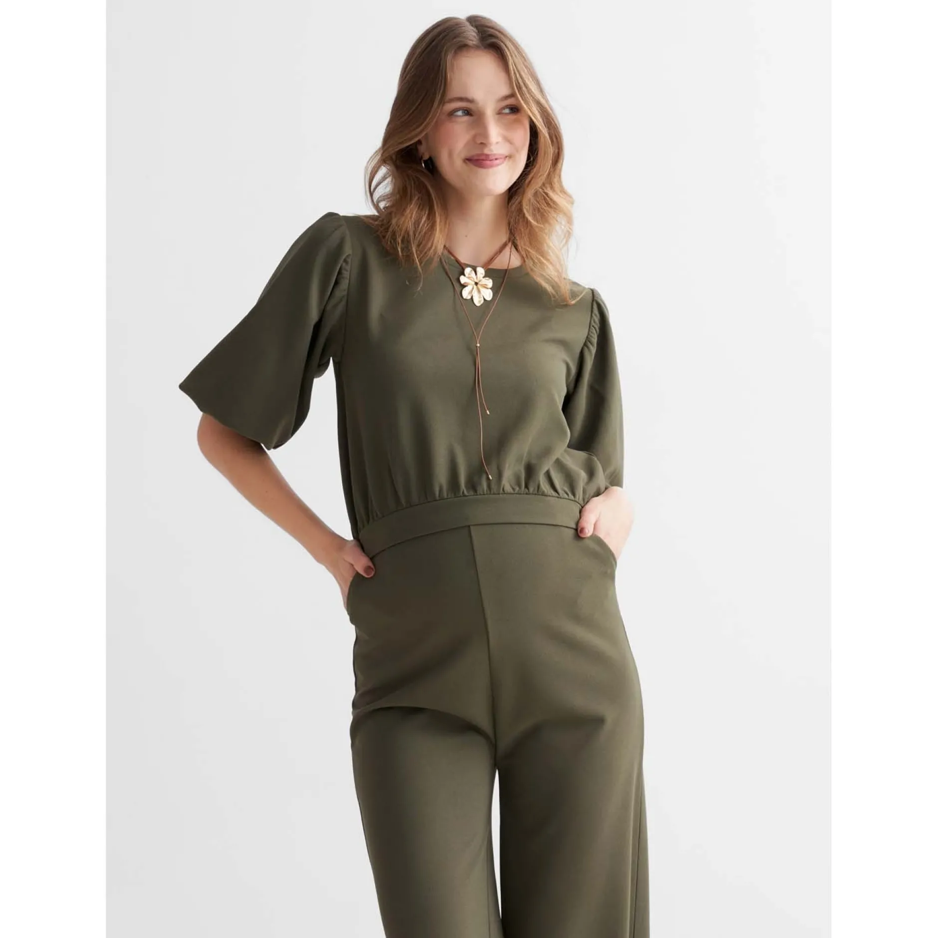 Broeken*Prénatal zwangerschapsbroek lang effen groen Dark Leaf Green