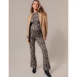 Broeken*Prénatal zwangerschapsbroek lang all over print beige Almond