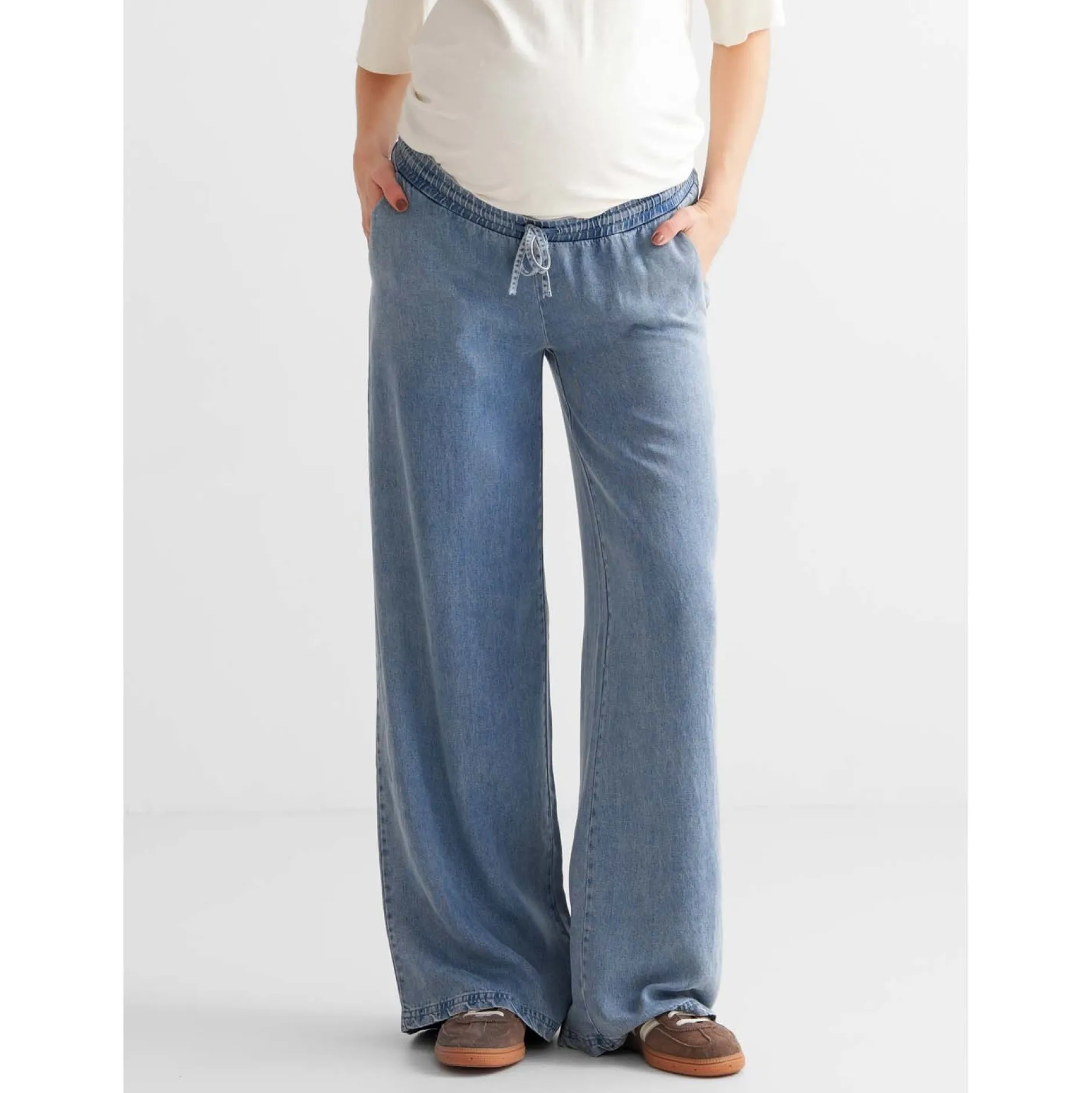 Broeken*Prénatal zwangerschapsbroek lang effen denim Light Blue Denim