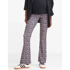 Broeken*Prénatal zwangerschapsbroek lang bloemen zwart Black