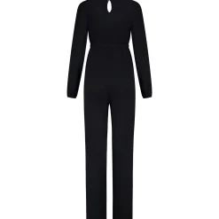 Voedingsjurken|Jurken & Rokken*Prénatal zwangerschapsjumpsuit lange mouwen effen zwart Black
