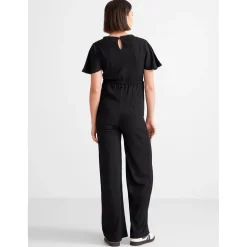 Voedingsjurken|Basics*Prénatal zwangerschapsjumpsuit korte mouwen effen zwart Black