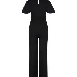 Voedingsjurken|Basics*Prénatal zwangerschapsjumpsuit korte mouwen effen zwart Black
