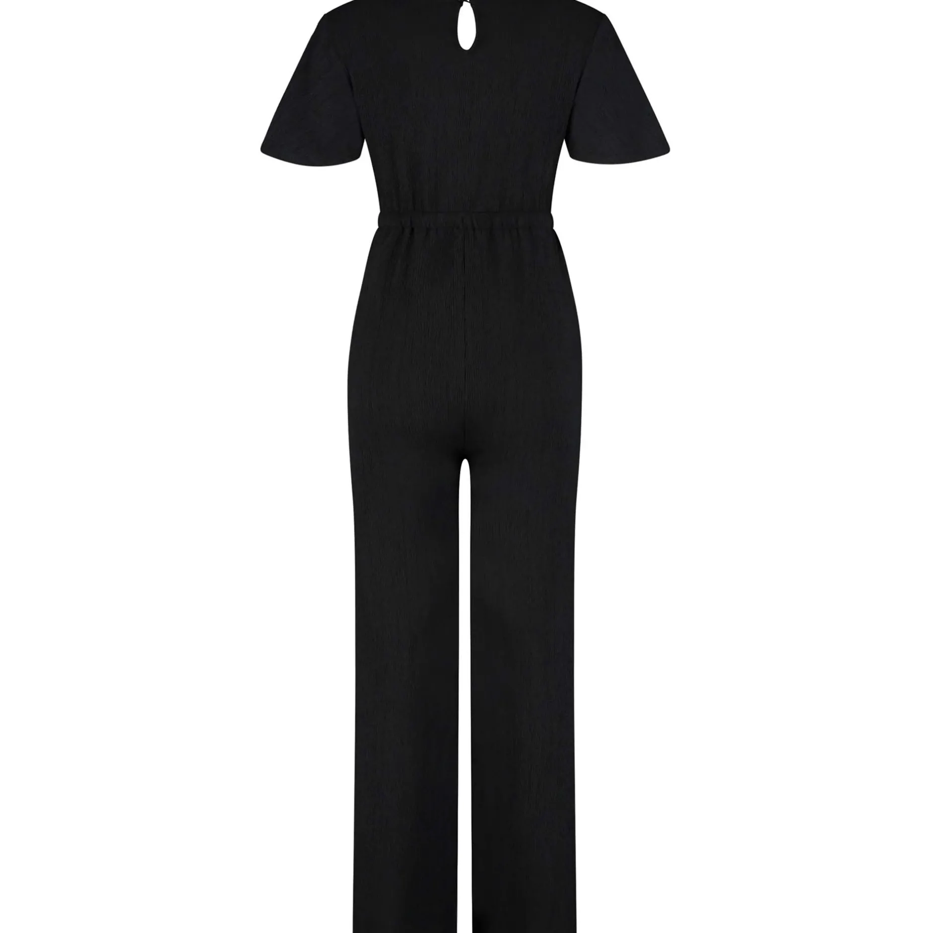 Voedingsjurken|Basics*Prénatal zwangerschapsjumpsuit korte mouwen effen zwart Black