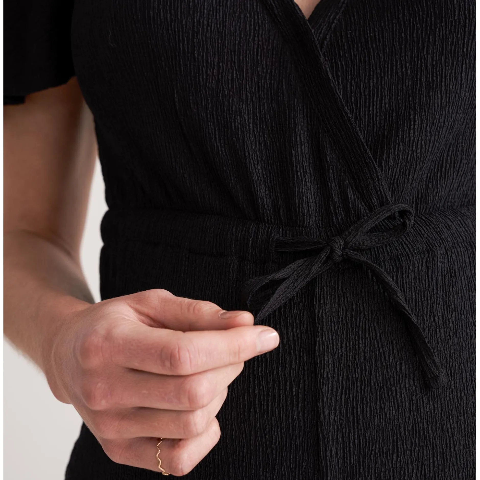 Voedingsjurken|Basics*Prénatal zwangerschapsjumpsuit korte mouwen effen zwart Black