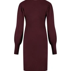 Jurken & Rokken*Prénatal zwangerschapsjurk lange mouwen effen rood Mid Red Melange