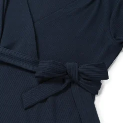 Voedingsjurken|Basics*Prénatal zwangerschapsjurk korte mouwen effen blauw Dark Navy Blue