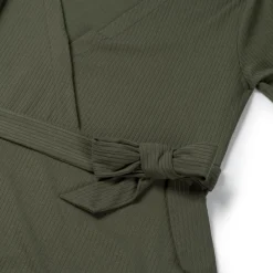 Voedingsjurken|Basics*Prénatal zwangerschapsjurk korte mouwen effen groen Darkgreen