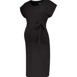 Basics|Jurken & Rokken*Prénatal zwangerschapsjurk korte mouwen effen zwart Black