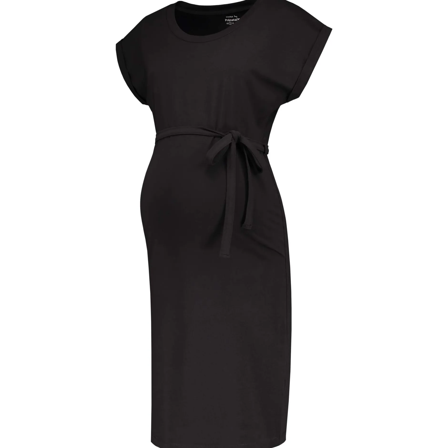 Basics|Jurken & Rokken*Prénatal zwangerschapsjurk korte mouwen effen zwart Black