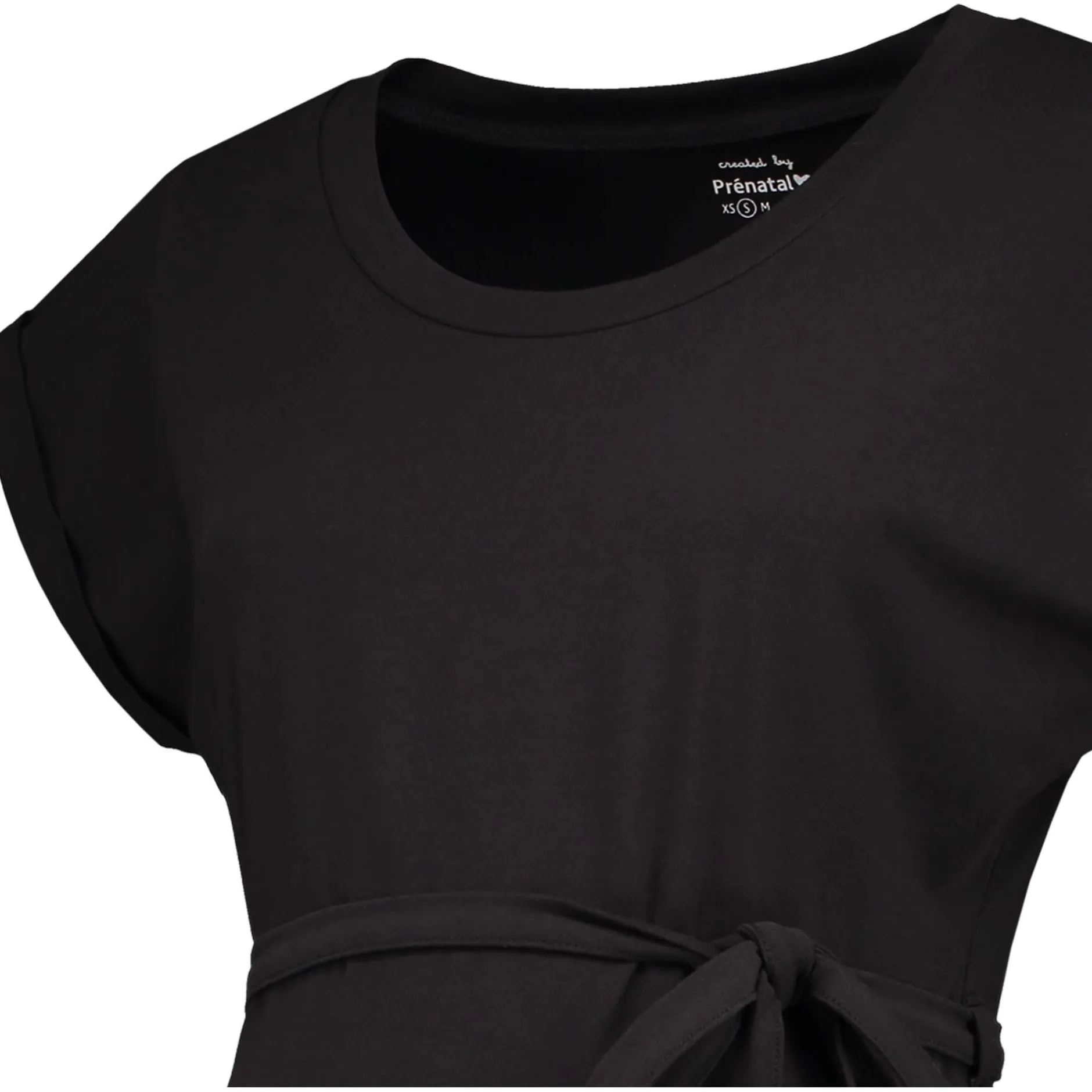 Basics|Jurken & Rokken*Prénatal zwangerschapsjurk korte mouwen effen zwart Black