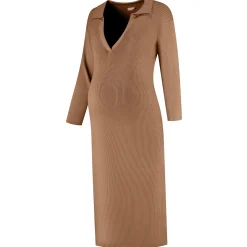 Jurken & Rokken*Prénatal zwangerschapsjurk driekwart mouwen  bruin Light Brown Melange
