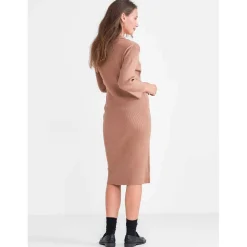 Jurken & Rokken*Prénatal zwangerschapsjurk driekwart mouwen bruin Light Brown Melange