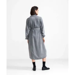 Voedingsjurken|Jurken & Rokken*Prénatal zwangerschapsjurk maxi effen grijs Mid Grey Denim