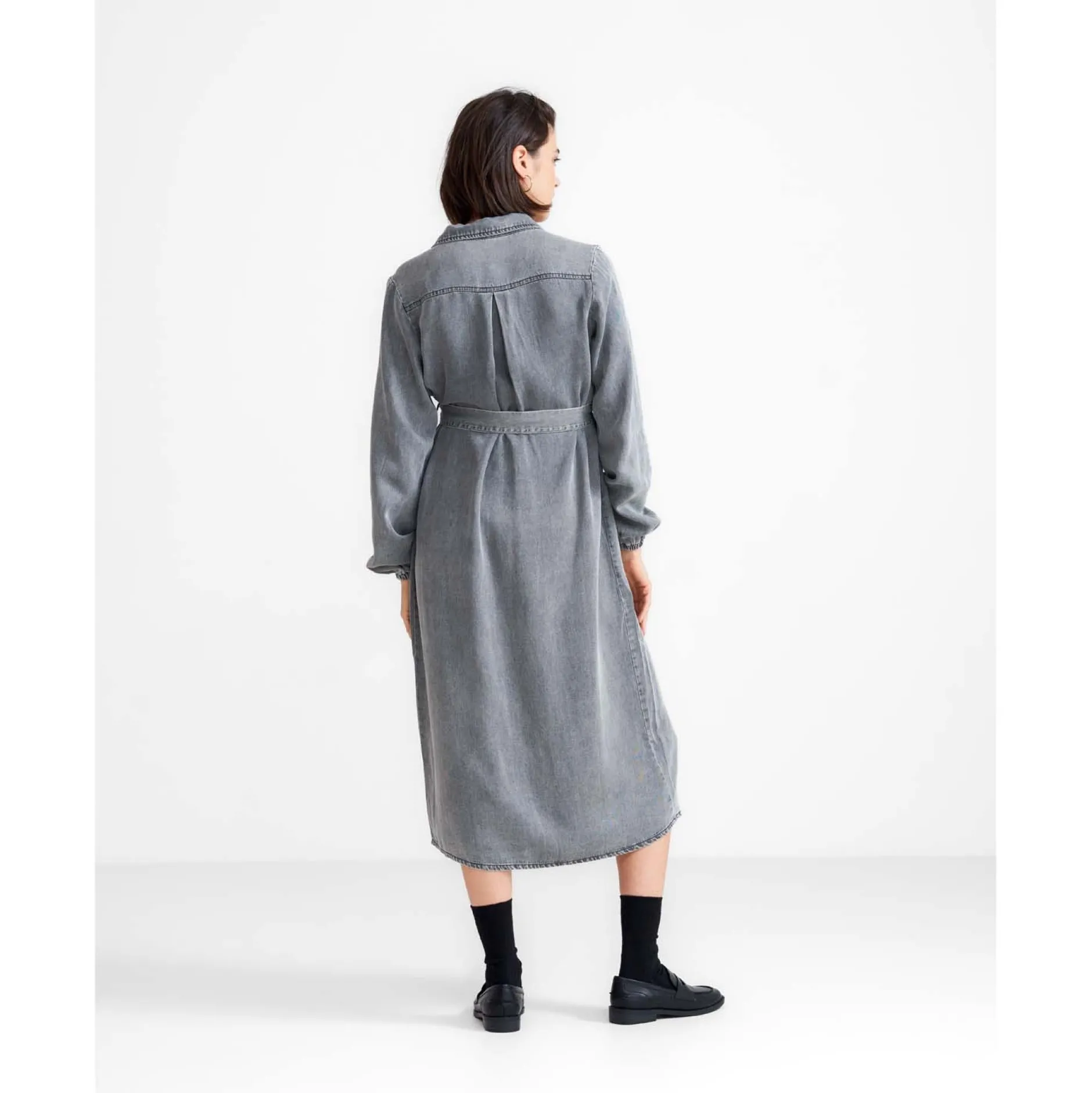 Voedingsjurken|Jurken & Rokken*Prénatal zwangerschapsjurk maxi effen grijs Mid Grey Denim