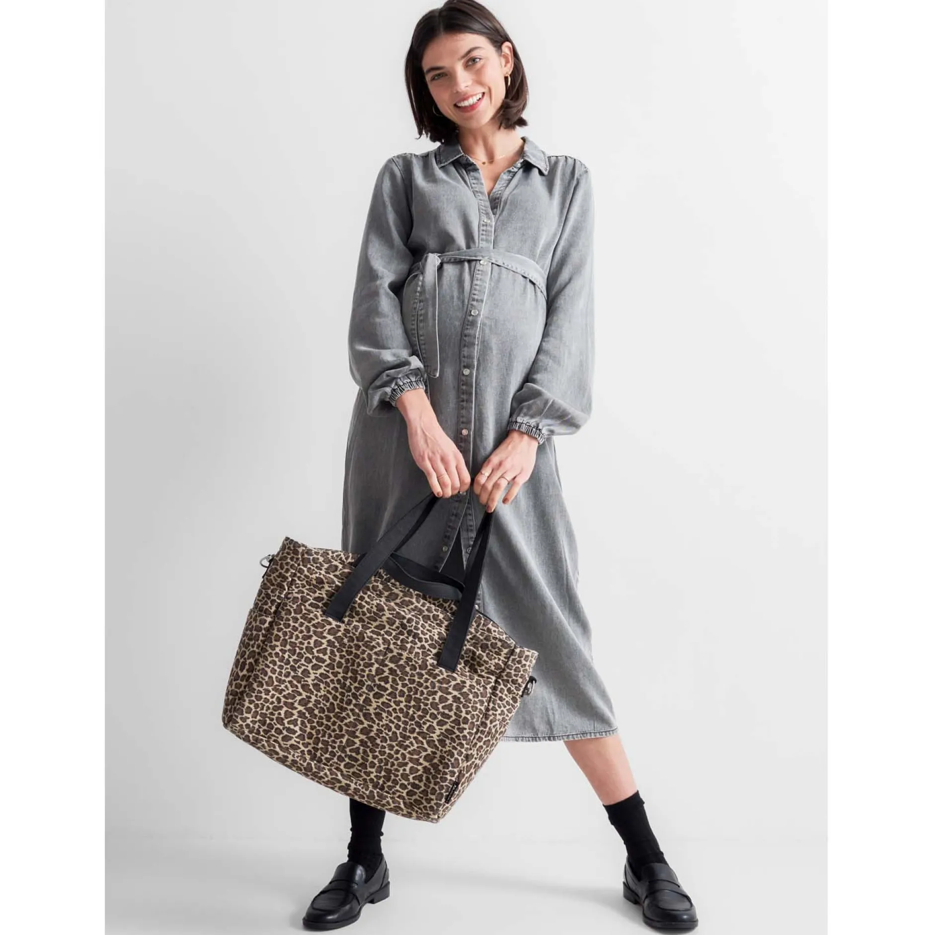 Voedingsjurken|Jurken & Rokken*Prénatal zwangerschapsjurk maxi effen grijs Mid Grey Denim