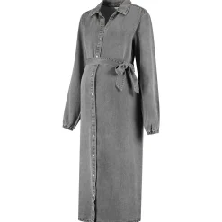Voedingsjurken|Jurken & Rokken*Prénatal zwangerschapsjurk maxi effen grijs Mid Grey Denim