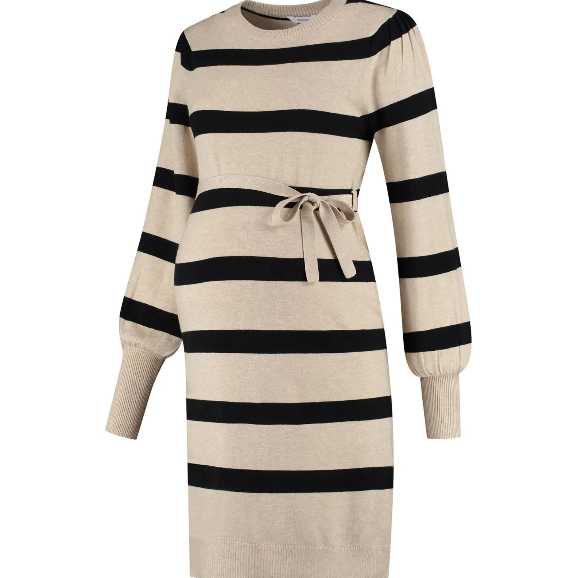 Jurken & Rokken*Prénatal zwangerschapsjurk lange mouwen strepen beige Light Brown Melange