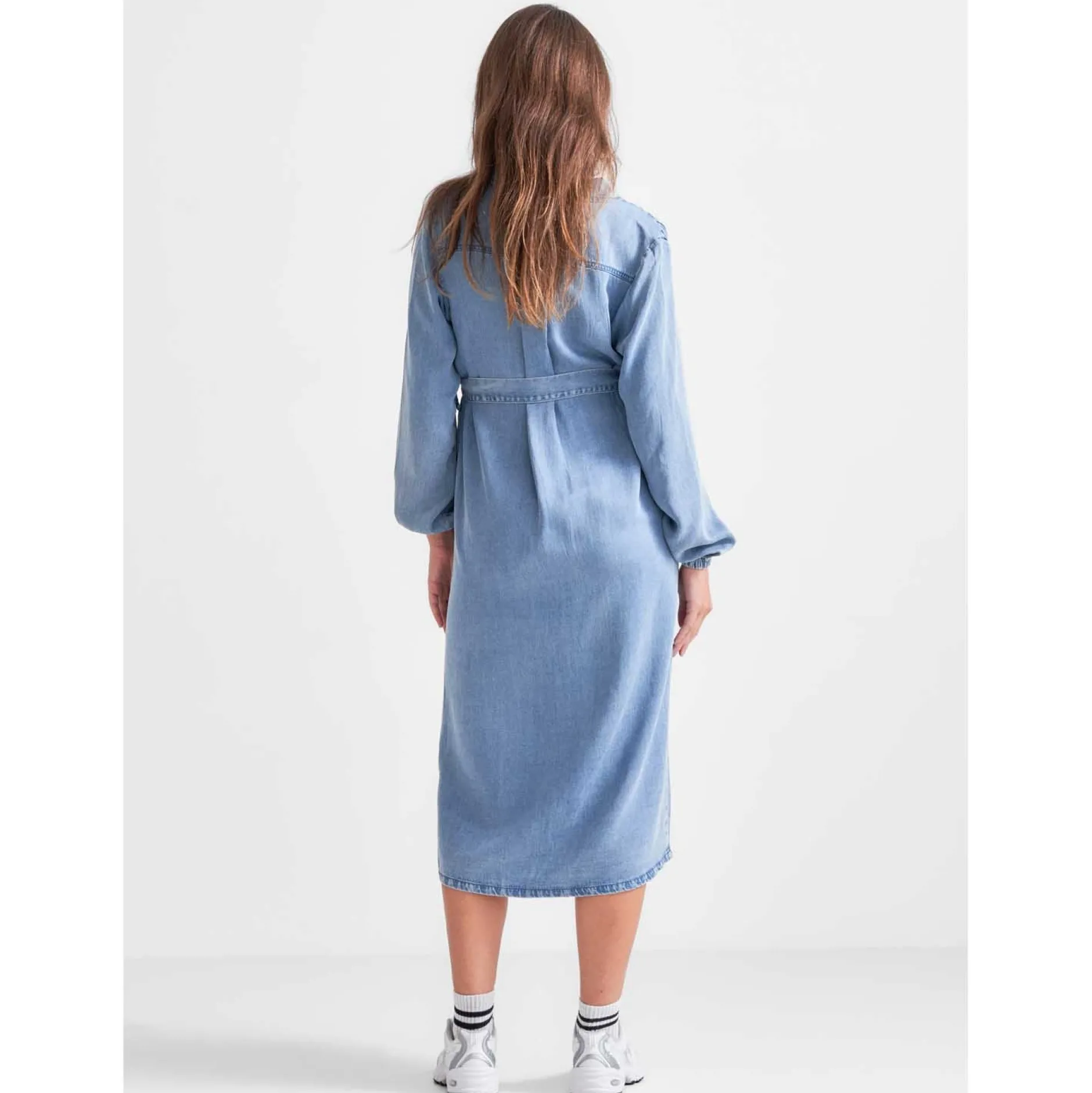 Voedingsjurken|Jurken & Rokken*Prénatal zwangerschapsjurk lange mouwen effen blauw Light Blue Denim
