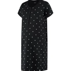 Pyjama's*Prénatal zwangerschapsnachtjapon korte mouwen hartjes zwart Black