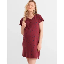 Pyjama's*Prénatal zwangerschapsnachtjapon korte mouwen hartjes rood Dark Redshade