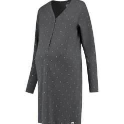 Pyjama's*Prénatal zwangerschapsnachtjapon lange mouwen all over print grijs Darkgrey
