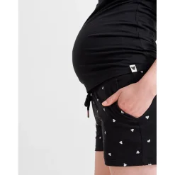 Pyjama's*Prénatal zwangerschapspyjama T-shirt korte mouwen effen zwart Black