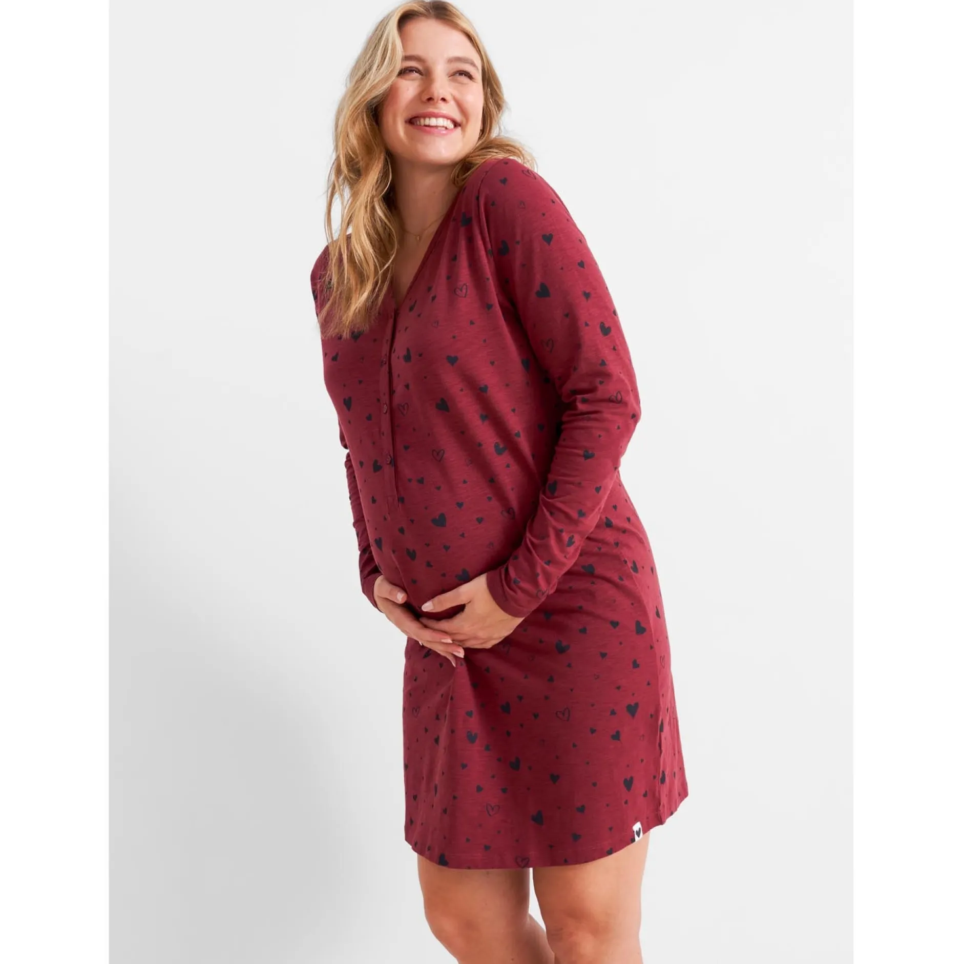 Pyjama's*Prénatal zwangerschapspyjama lange mouwen all over print rood Dark Redshade