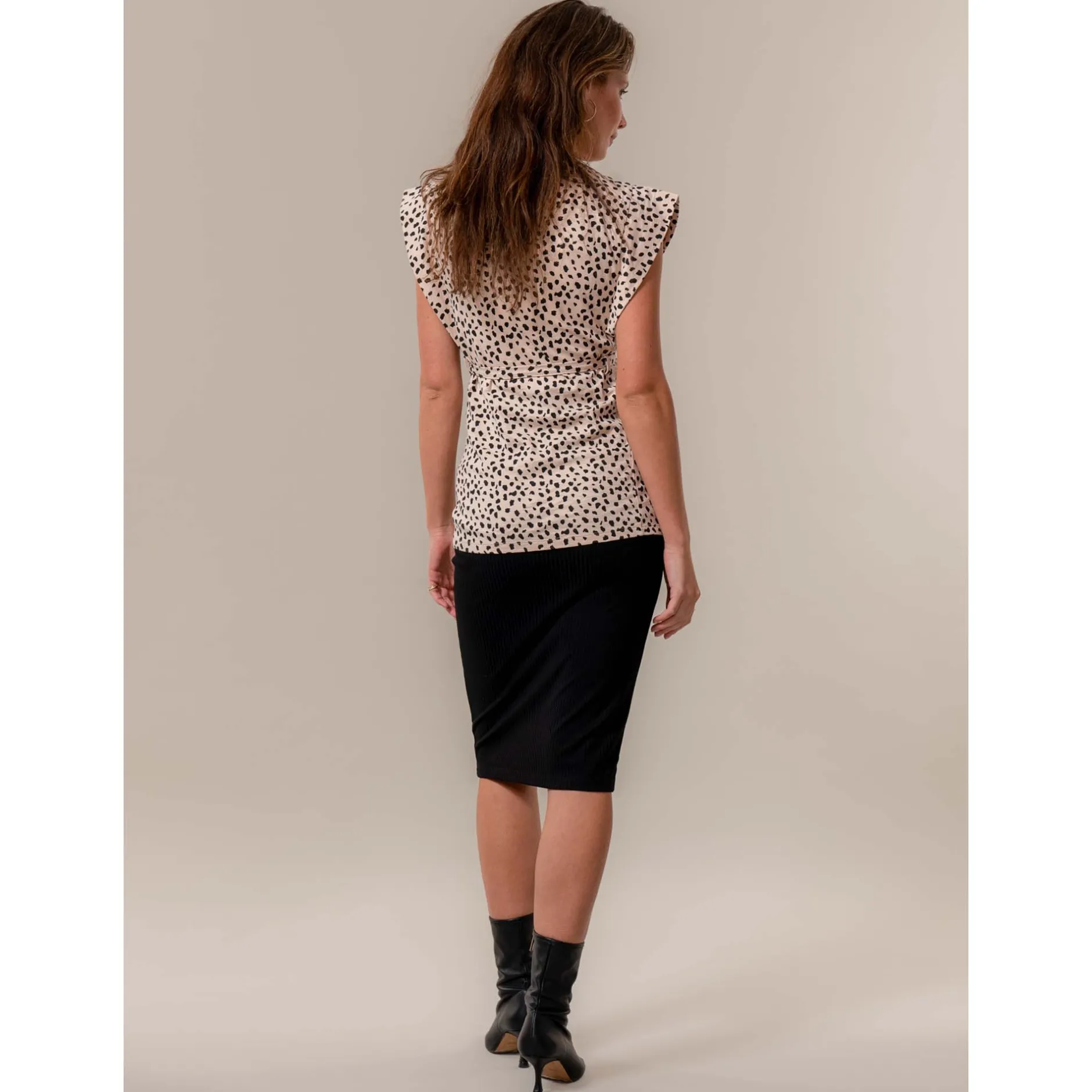 Basics|Jurken & Rokken*Prénatal zwangerschapsrok rib knielengte effen zwart Black