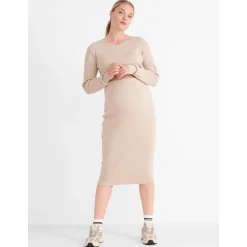 Jurken & Rokken*Prénatal zwangerschapsrok knielengte beige Light Brown Melange