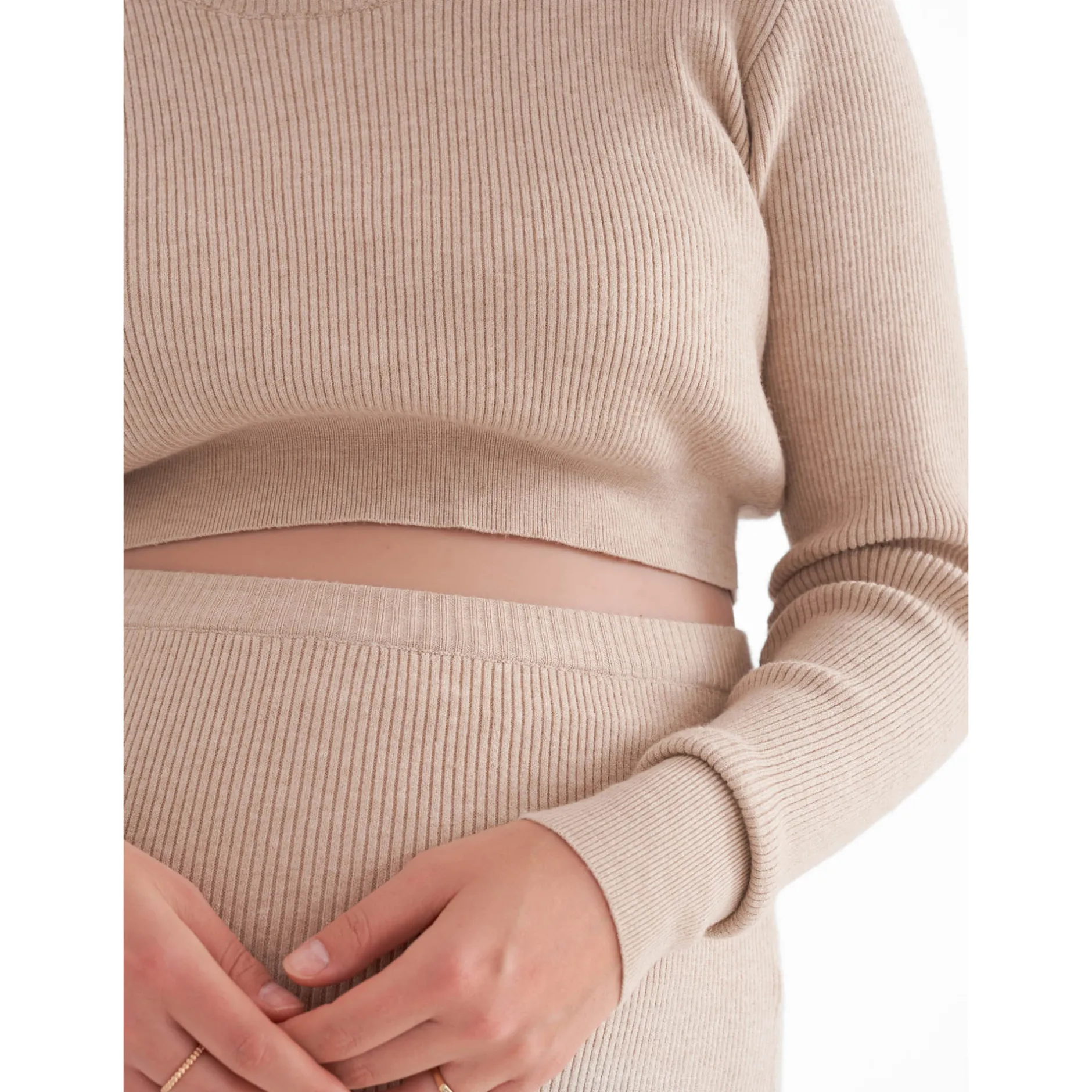 Jurken & Rokken*Prénatal zwangerschapsrok knielengte beige Light Brown Melange