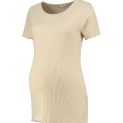 Basics|Shirts & Tops*Prénatal zwangerschapsshirt korte mouwen effen beige Almond