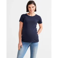 Basics|Shirts & Tops*Prénatal zwangerschapsshirt korte mouwen effen blauw Dark Navy Blue