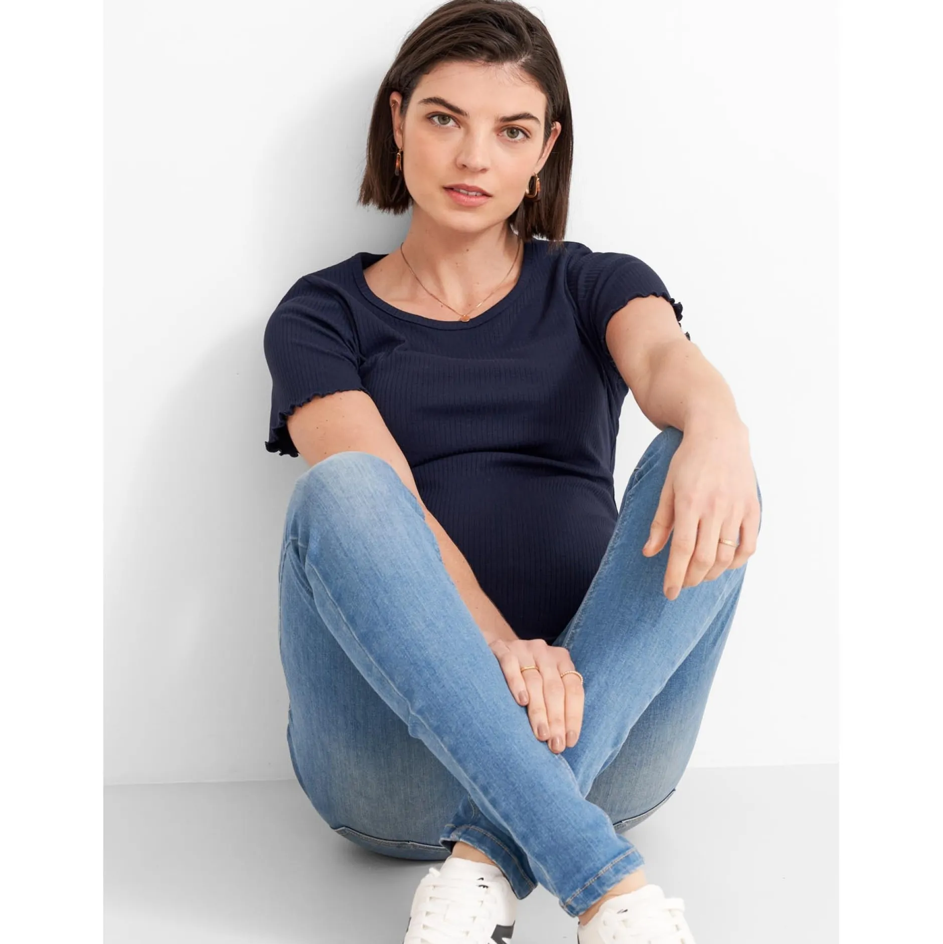 Basics|Shirts & Tops*Prénatal zwangerschapsshirt korte mouwen effen blauw Dark Navy Blue