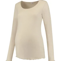 Basics|Shirts & Tops*Prénatal zwangerschapsshirt lange mouwen effen beige Almond