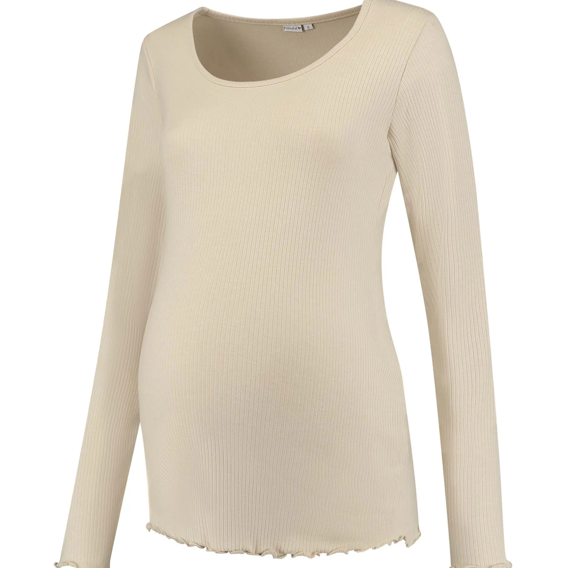 Basics|Shirts & Tops*Prénatal zwangerschapsshirt lange mouwen effen beige Almond