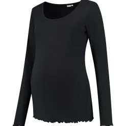 Basics|Shirts & Tops*Prénatal zwangerschapsshirt lange mouwen effen zwart Black