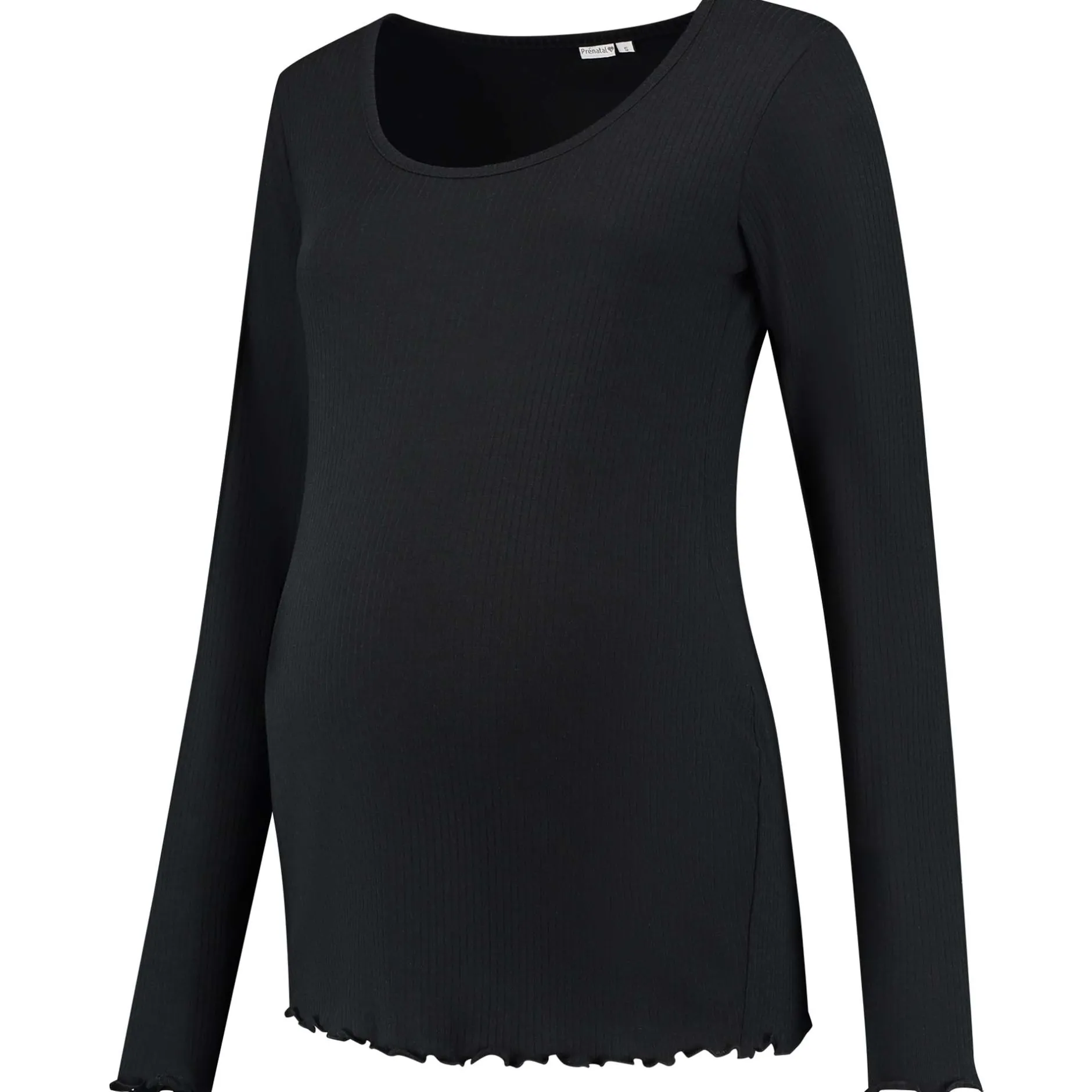 Basics|Shirts & Tops*Prénatal zwangerschapsshirt lange mouwen effen zwart Black
