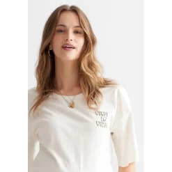 Shirts & Tops*Prénatal zwangerschapsshirt driekwart mouwen bloemen wit Ivoor Wit