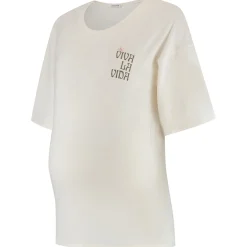 Shirts & Tops*Prénatal zwangerschapsshirt driekwart mouwen bloemen wit Ivoor Wit