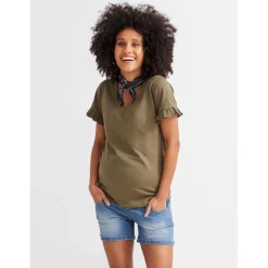 Basics|Broeken*Prénatal zwangerschapsshort kort  blauw Mid Blue Denim