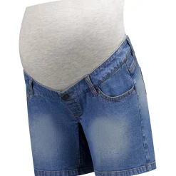 Basics|Broeken*Prénatal zwangerschapsshort kort  blauw Mid Blue Denim