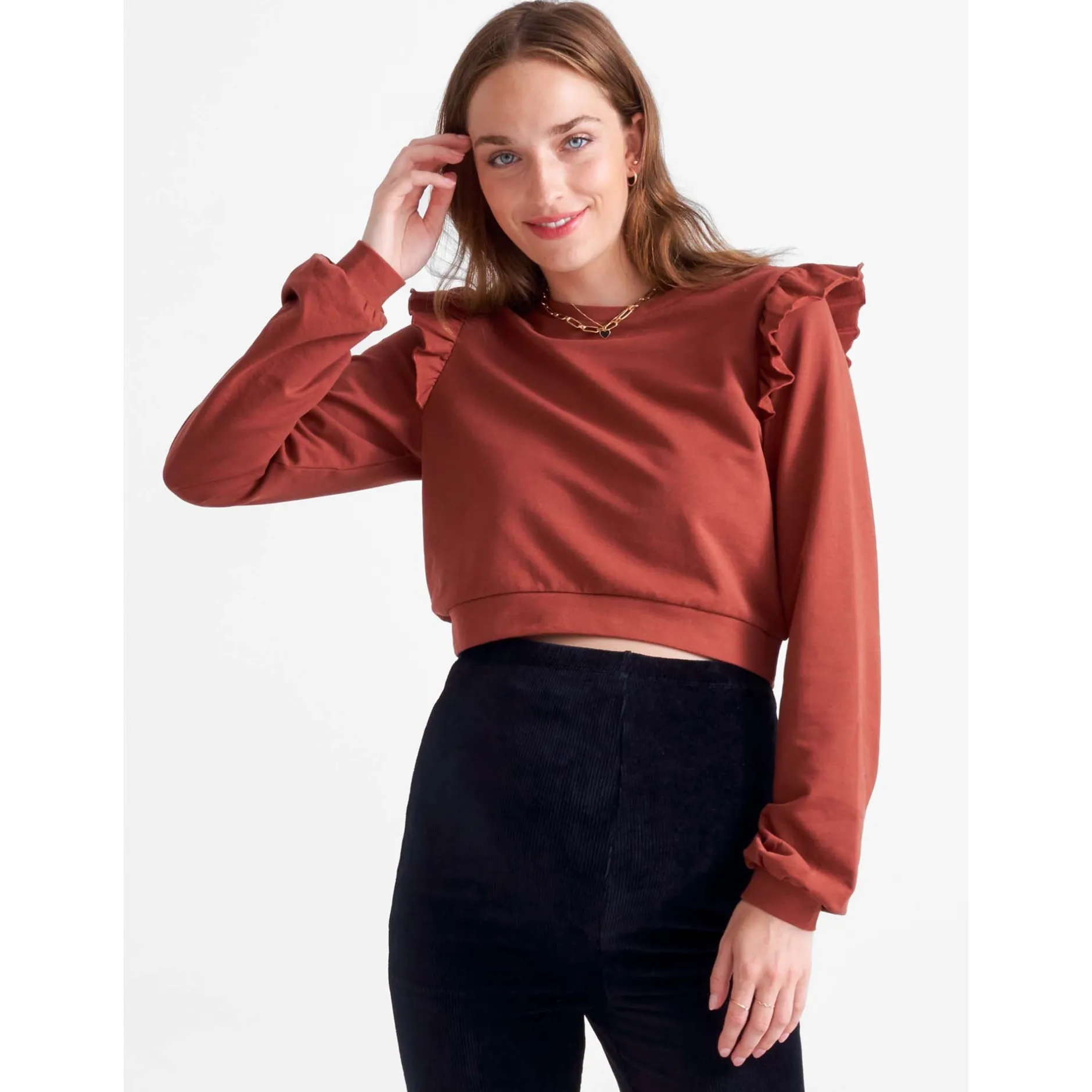 Truien & Vesten*Prénatal zwangerschapssweater lange mouwen effen rood Sienna