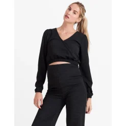 Voedingstops|Shirts & Tops*Prénatal zwangerschapstop lange mouwen effen zwart Black