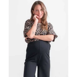 Shirts & Tops*Prénatal zwangerschapstop korte mouwen panterprint bruin Bisquit