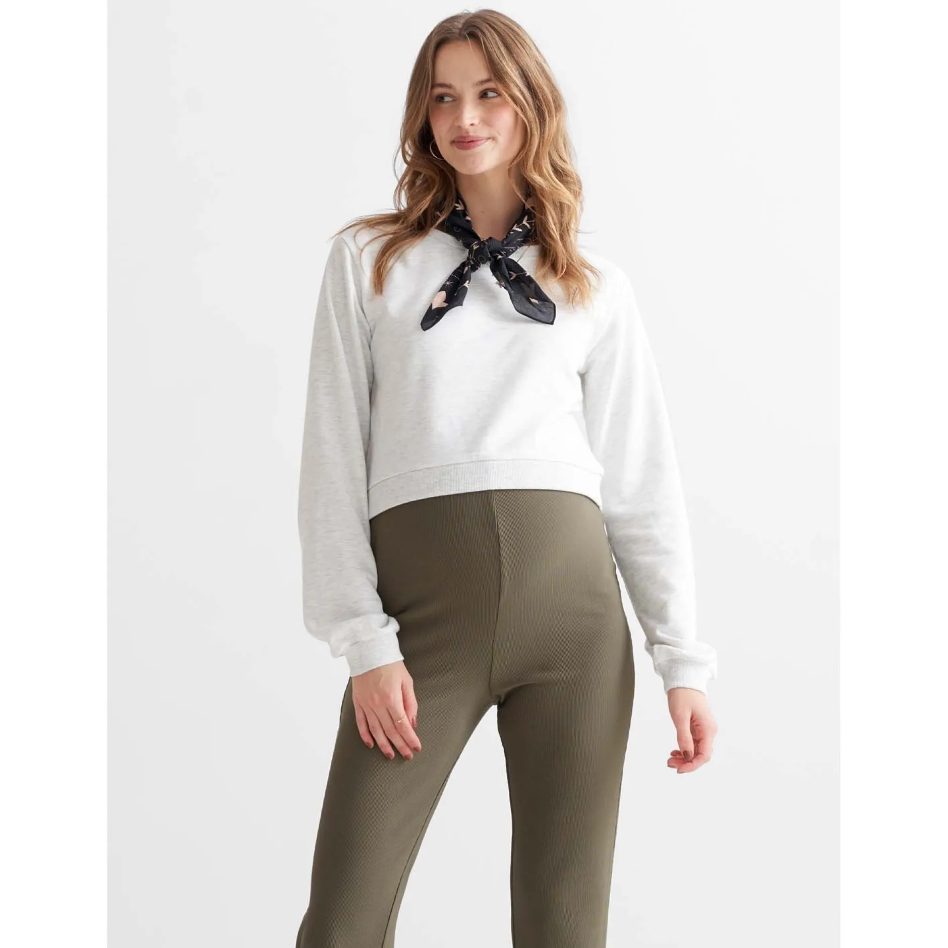 Truien & Vesten*Prénatal zwangerschapstop lange mouwen effen grijs Soft Grey Melange