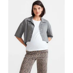Shirts & Tops*Prénatal zwangerschapstop driekwart mouwen effen grijs Mid Grey Denim